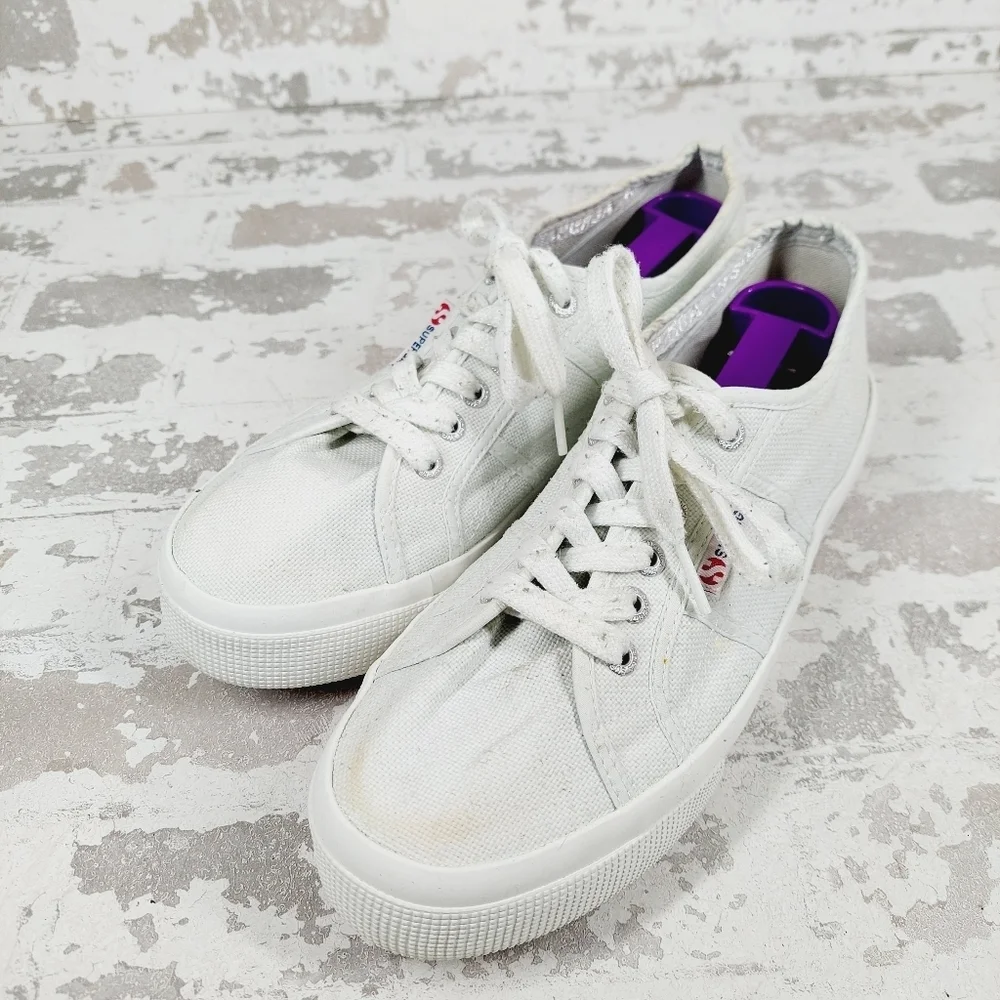 Superga Cotu White Athleisure Running Slip On Lace Up Classic Sneakers i10